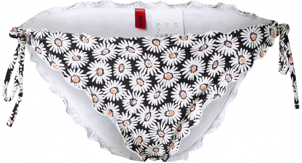 HUGO Bikinové nohavičky 'RUFFLE SIDE TIE'  tmavomodrá / marhuľová / biela