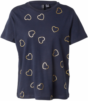 VERO MODA Tričko  tmavomodrá / zlatá