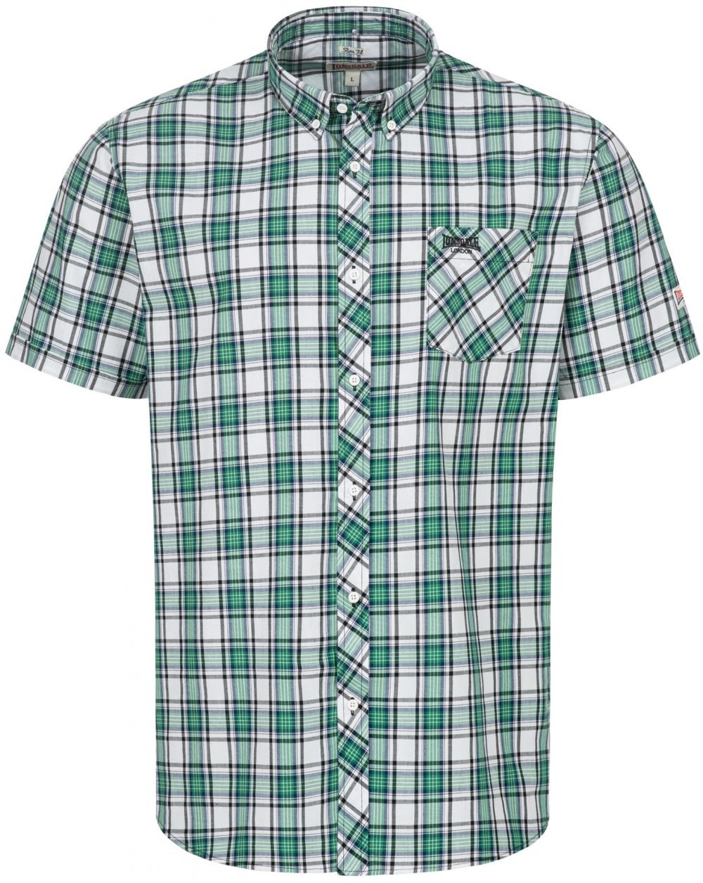 LONSDALE Košeľa ' BRIXWORTH '  zelená / čierna / biela