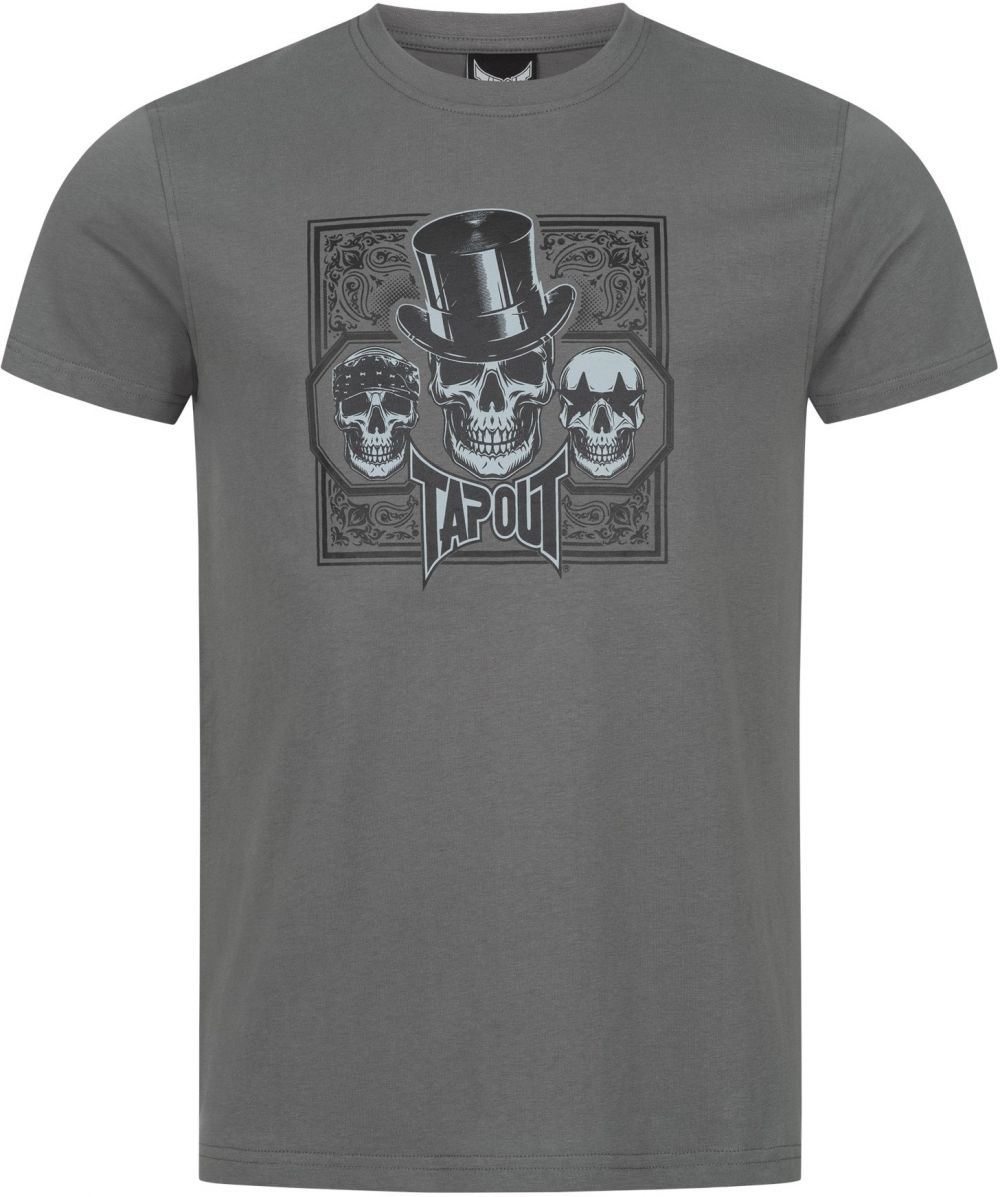Tapout Tričko ' SKULL'  sivá / biela