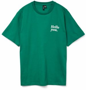 VERO MODA Tričko 'VMKATRINE CATY'  tmavozelená / biela