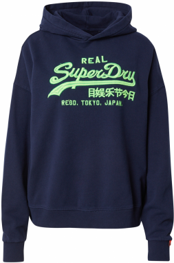 Superdry Mikina  námornícka modrá / limetová