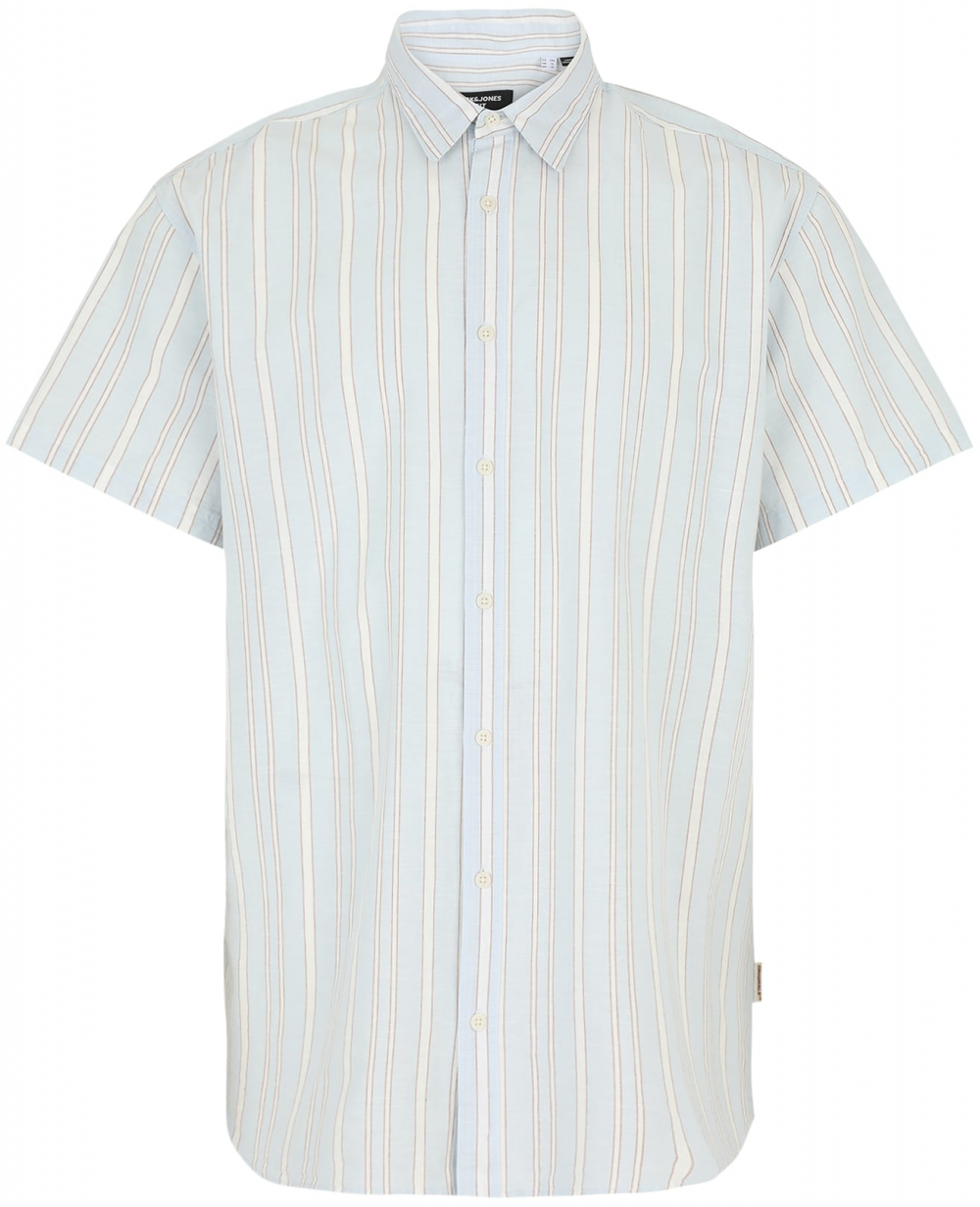 Jack & Jones Plus Košeľa 'JORJOSHUA CANGGU'  modrosivá / svetlomodrá / hnedá / biela