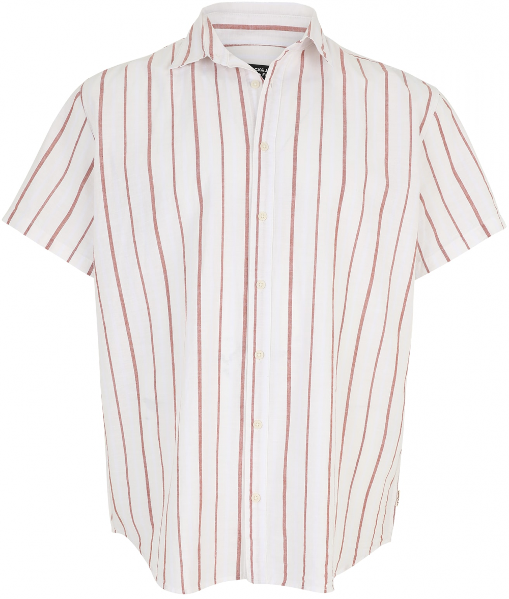 Jack & Jones Plus Košeľa 'JORJOSHUA CANGGU'  hnedá / biela