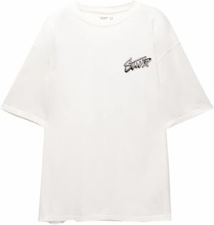 Pull&Bear Tričko  tmavosivá / biela