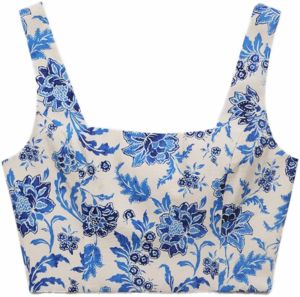 MANGO Top 'INDIGO'  modrá / tmavomodrá / šedobiela