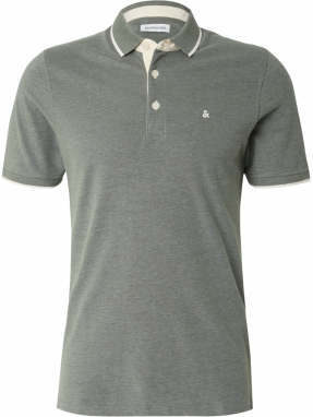 JACK & JONES Tričko 'JJEPaulos'  nebielená / tmavozelená