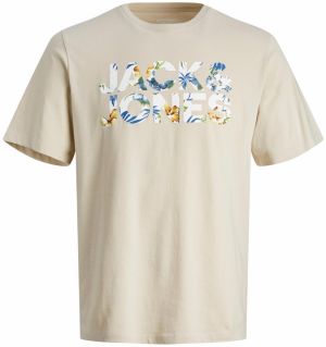 JACK & JONES Tričko 'JJEJeff'  svetlobéžová / modrá / hnedá / biela