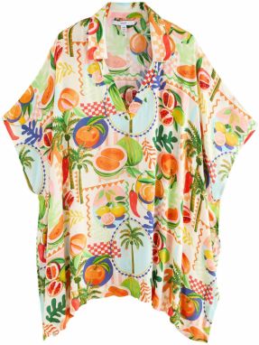 Next Kimono  nebielená / enciánová / jedľová / mandarínková