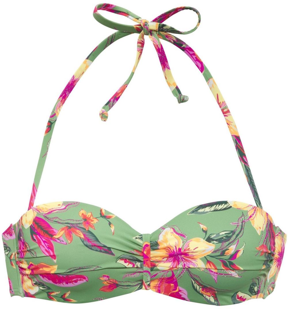 LASCANA Bikinový top  svetlozelená / pastelovo oranžová / ružová / neónovo ružová