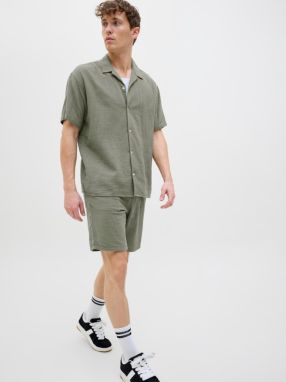 JACK & JONES Nohavice 'AIDEN PATRAS'  olivová / biela