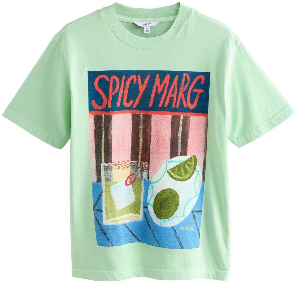 Next Tričko 'Spicy Margarita'  modrá / tmavohnedá / mätová / červená