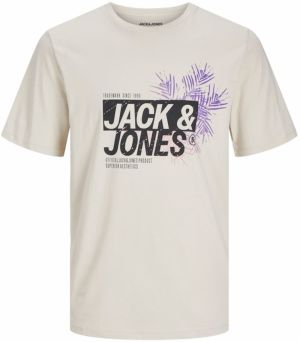 JACK & JONES Tričko 'JJJaxon'  béžová / tmavofialová / ružová / čierna