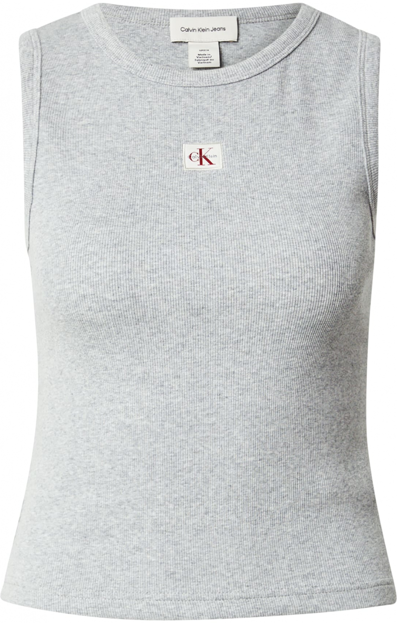 Calvin Klein Jeans Top  sivá / červená / biela