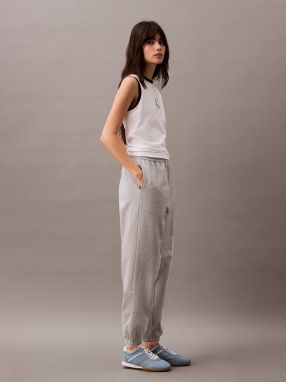 Calvin Klein Jeans Nohavice  sivá melírovaná / čierna / biela