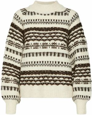 VERO MODA Sveter 'HENYA'  béžová / tmavohnedá