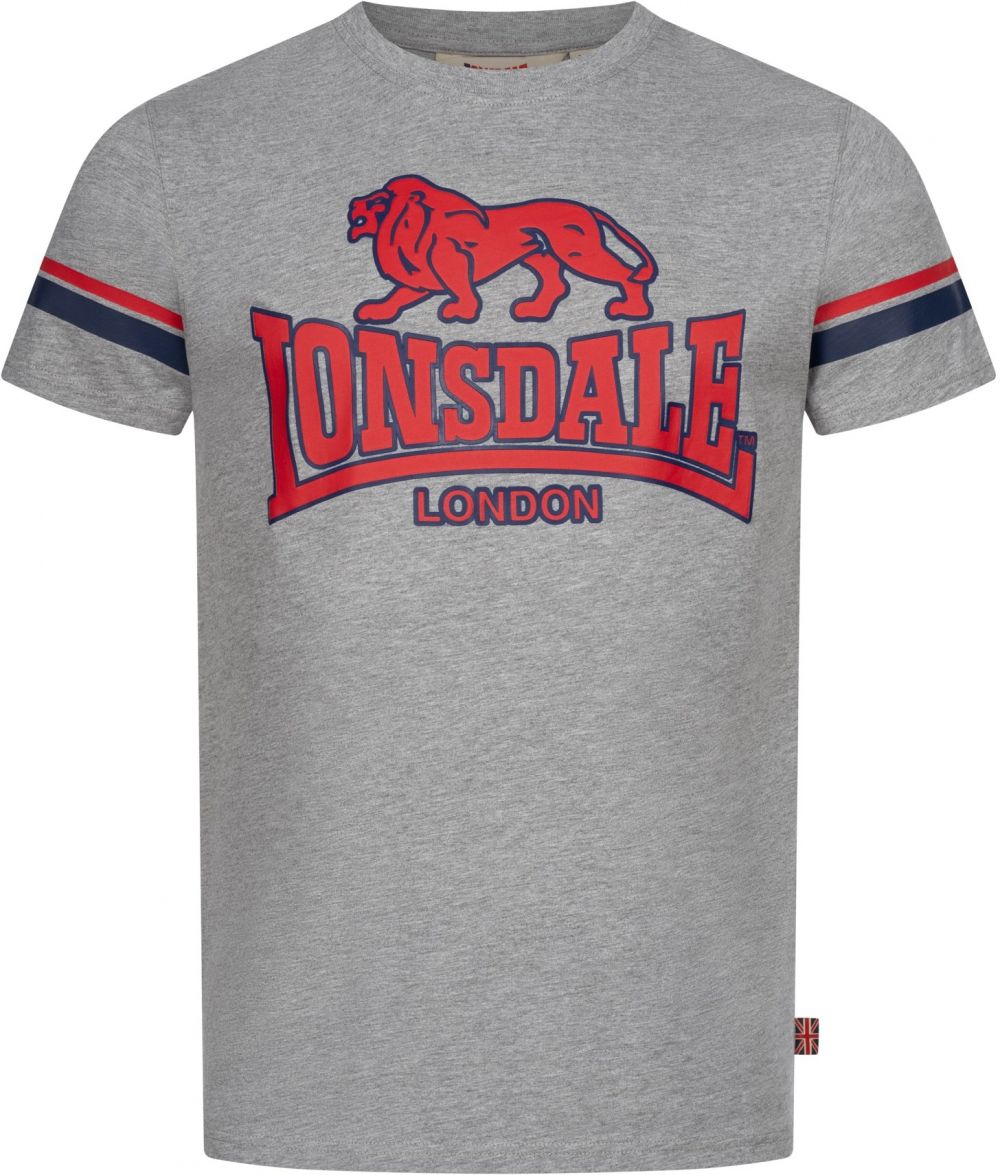 LONSDALE Tričko 'Melthey'  sivá / červená / čierna