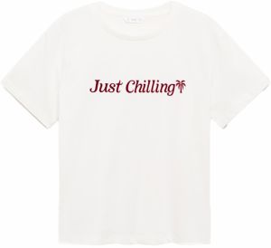 MANGO TEEN Tričko 'CHILLING'  čerešňová / šedobiela