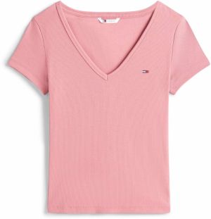 Tommy Jeans Tričko 'Essential'  námornícka modrá / staroružová / červená / biela