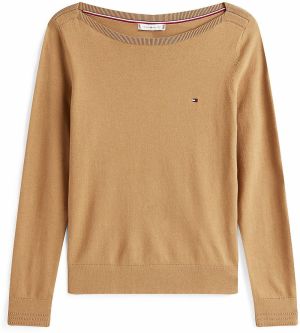 TOMMY HILFIGER Sveter  tmavobéžová / námornícka modrá / červená / biela