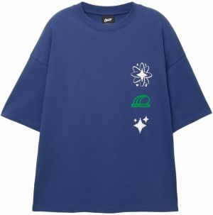 Pull&Bear Tričko  námornícka modrá / zelená / biela