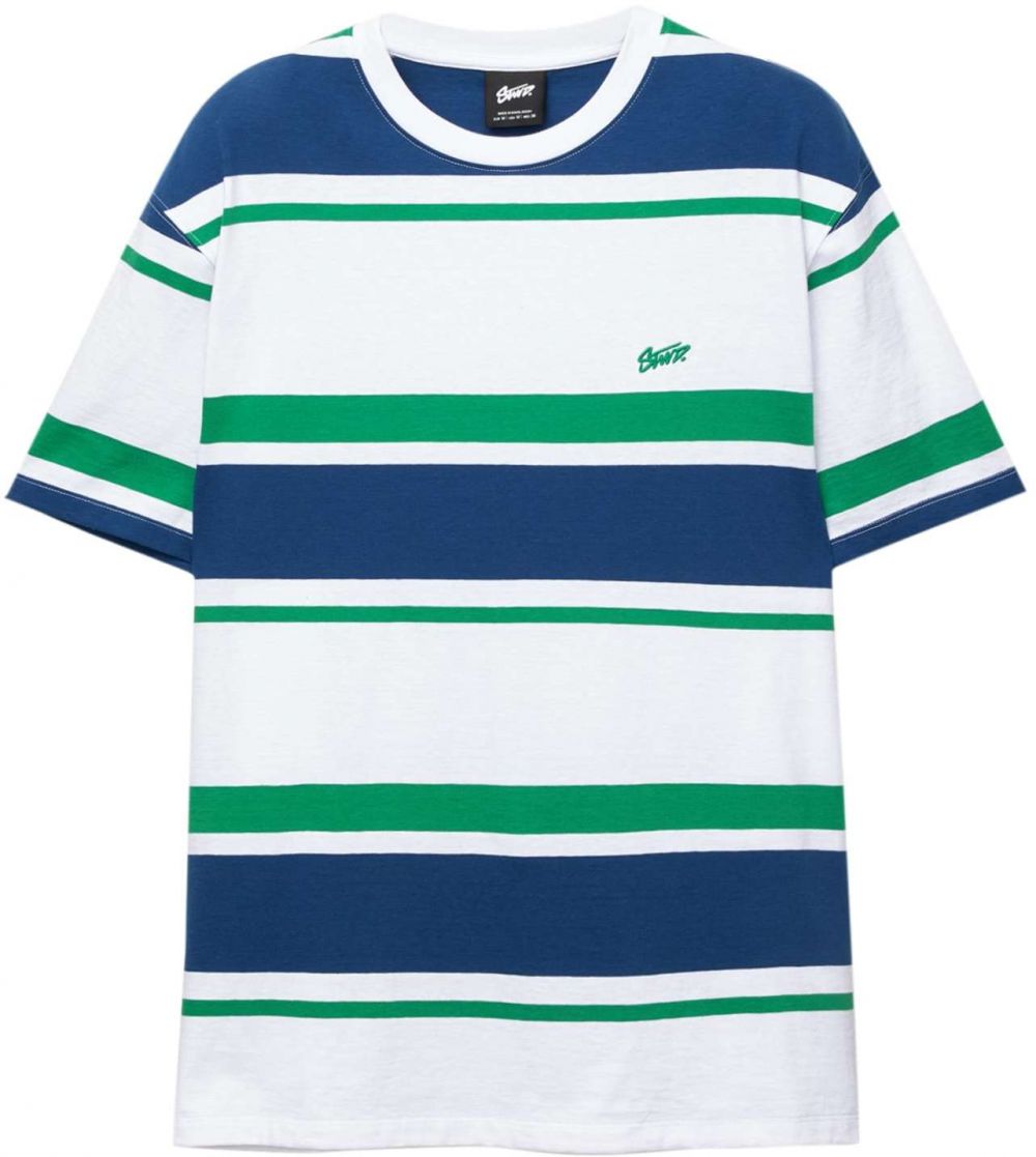 Pull&Bear Tričko  námornícka modrá / zelená / biela