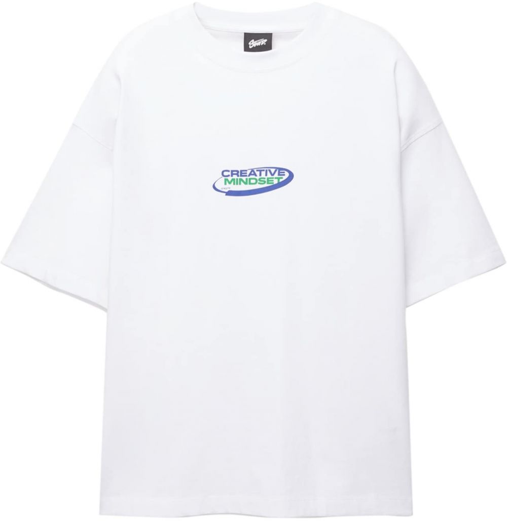 Pull&Bear Tričko  modrosivá / zelená / biela