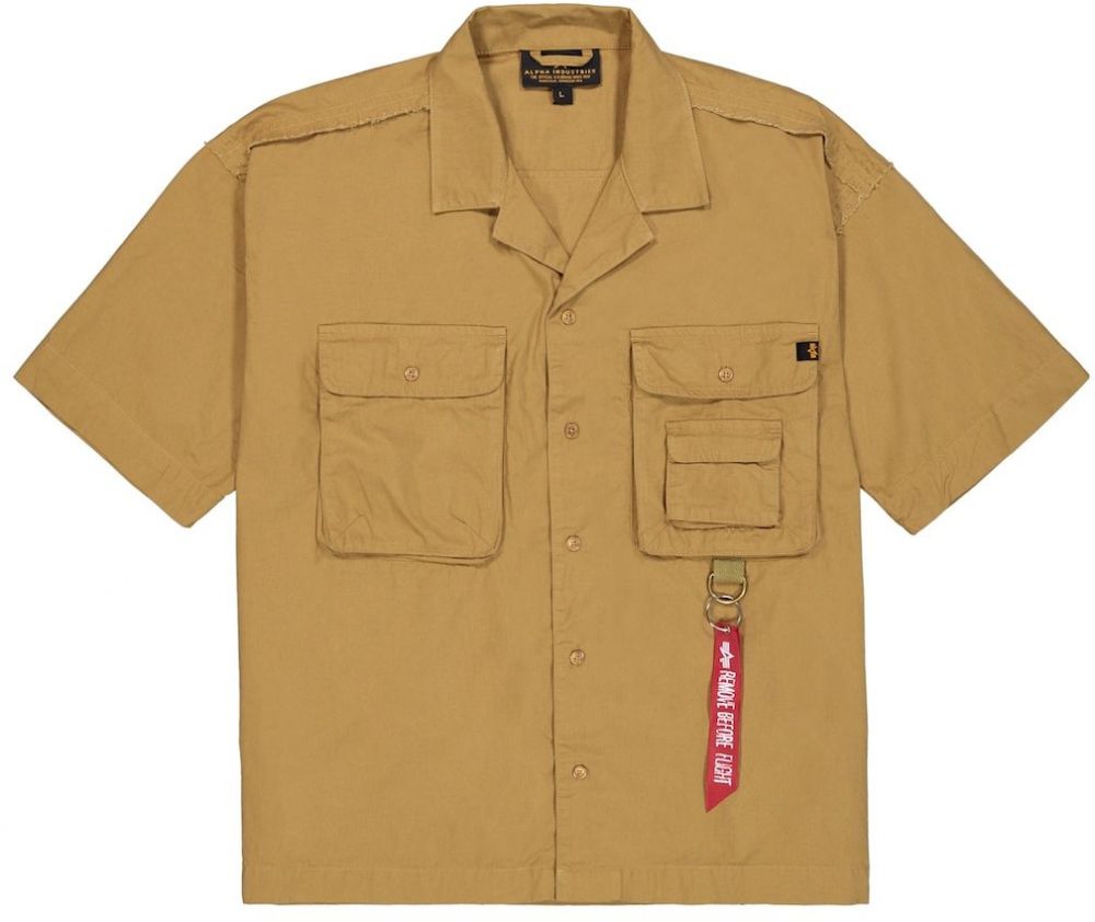 ALPHA INDUSTRIES Košeľa 'Aloha Safari'  horčicová / fialová