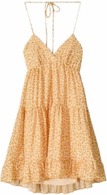 Bershka Letné šaty  tmavohnedá / žltá / pastelovo žltá / oranžová