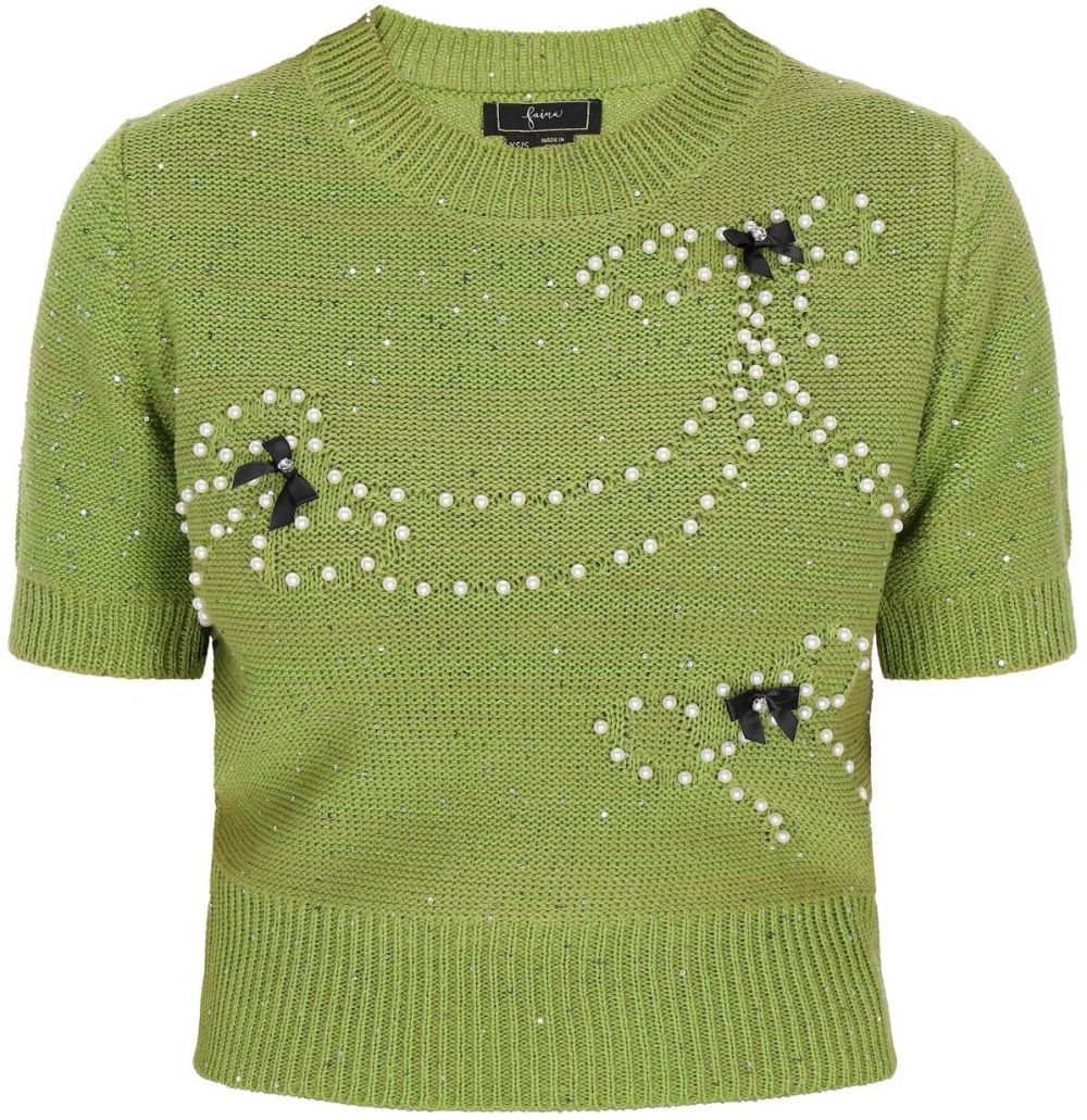 faina Sveter 'Fashion Look'  kiwi / čierna / perlovo biela