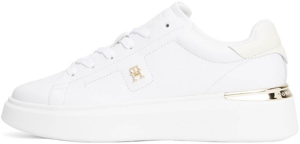 TOMMY HILFIGER Nízke tenisky 'Court'  zlatá / biela / biela ako vlna