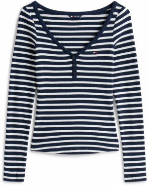 Tommy Jeans Tričko  námornícka modrá / biela