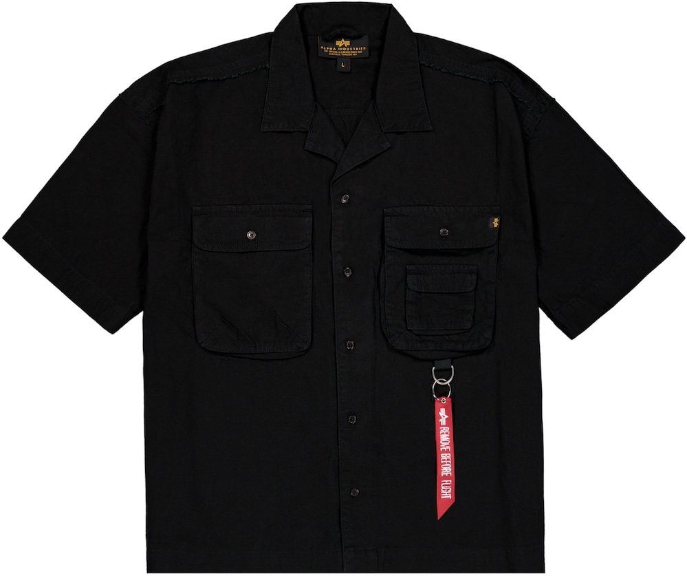 ALPHA INDUSTRIES Košeľa 'Aloha'  sivá / čierna