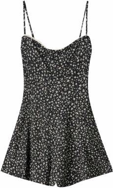 Bershka Overal  čierna / biela