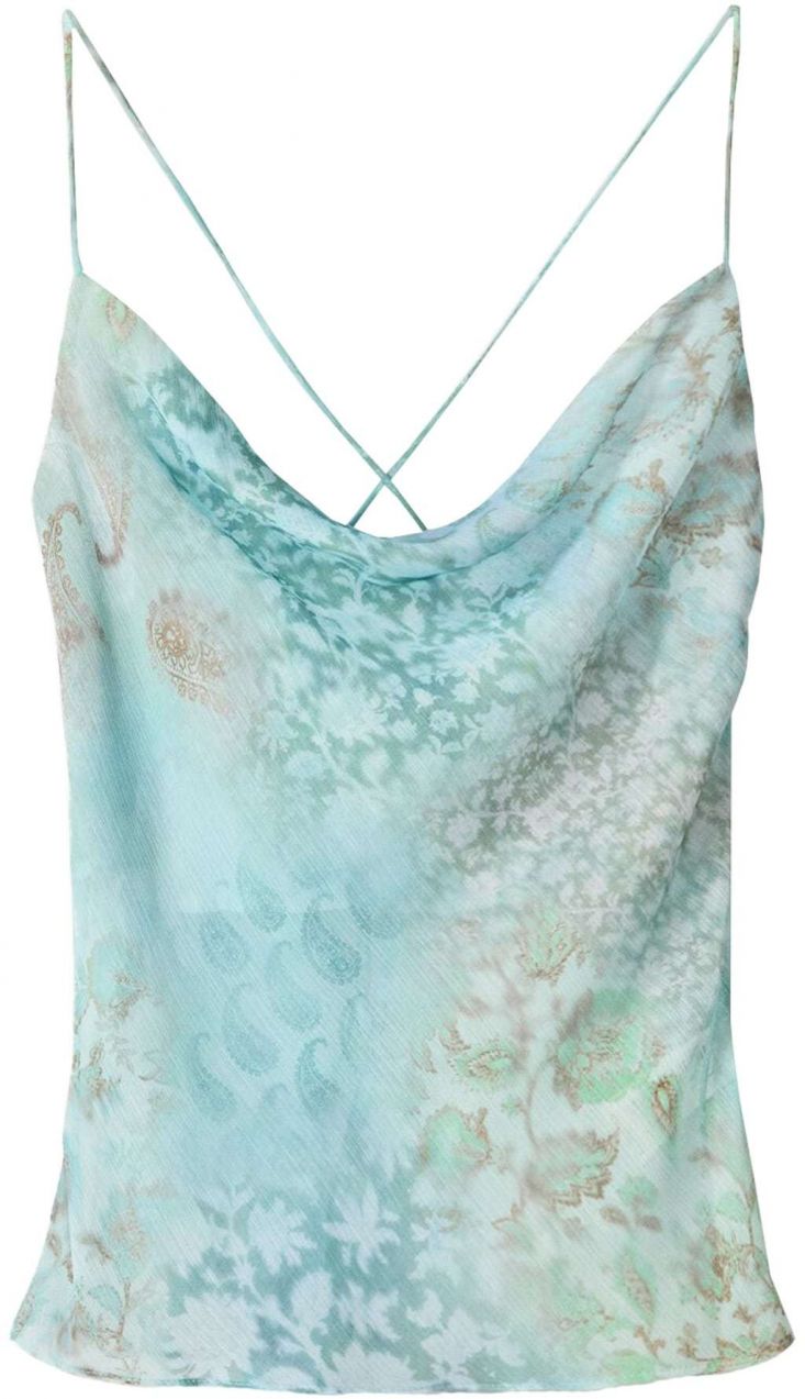 Bershka Top  pastelovo modrá / svetlomodrá / hnedá / mätová