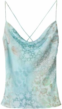 Bershka Top  pastelovo modrá / svetlomodrá / hnedá / mätová