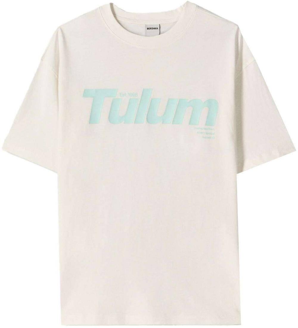Bershka Tričko  nebielená / svetlomodrá