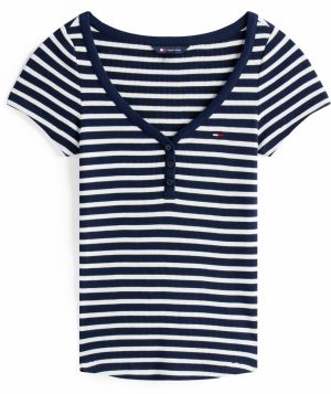 Tommy Jeans Tričko  námornícka modrá / biela