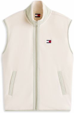 Tommy Jeans Vesta  svetlobéžová / pastelovo zelená