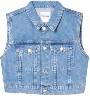 Bershka Vesta  modrá denim
