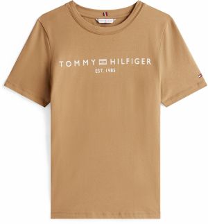 TOMMY HILFIGER Tričko  námornícka modrá / hnedá / šedobiela