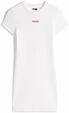 Tommy Jeans Šaty  rosé / svetloružová / biela