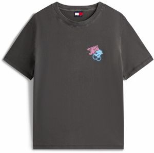 Tommy Jeans Tričko  neónovo modrá / neónovo ružová / čierna