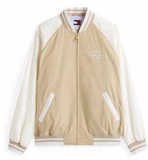 Tommy Jeans Prechodná bunda  kaki / šedobiela