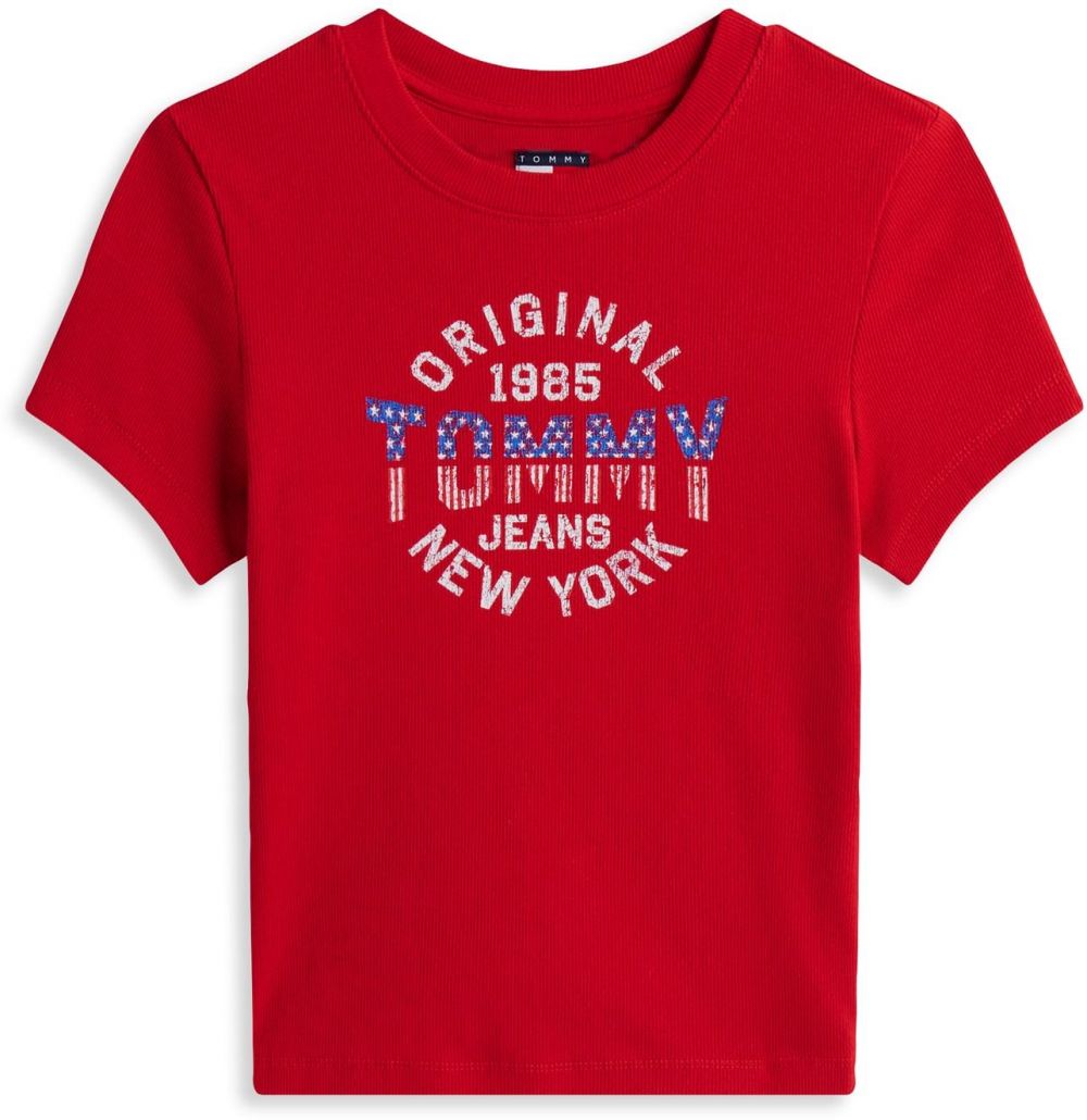 Tommy Jeans Tričko 'New York'  modrá / červená / šedobiela