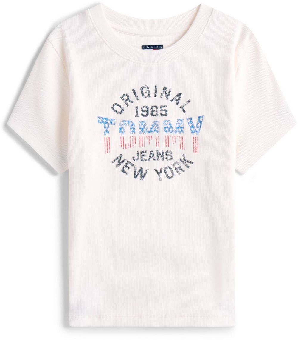 Tommy Jeans Tričko 'New York'  azúrová / antracitová / červená / šedobiela