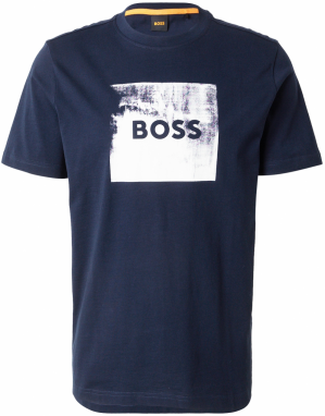 BOSS Tričko 'Wheel'  tmavomodrá / biela