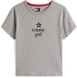 Tommy Jeans Tričko  sivá melírovaná / čierna