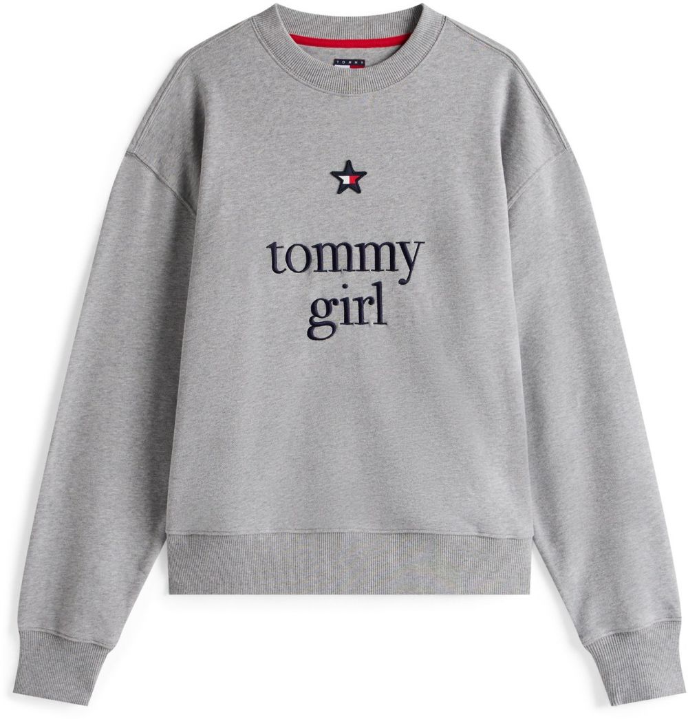 Tommy Jeans Mikina  námornícka modrá / sivá melírovaná / červená / biela