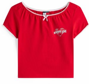 Tommy Jeans Tričko  červená / čierna / biela
